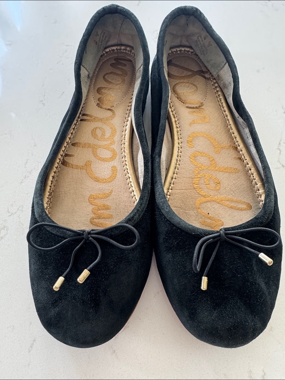 Sam Edelman Black Suede Bow Ballet Flats Size: 8 - Picture 2 of 4
